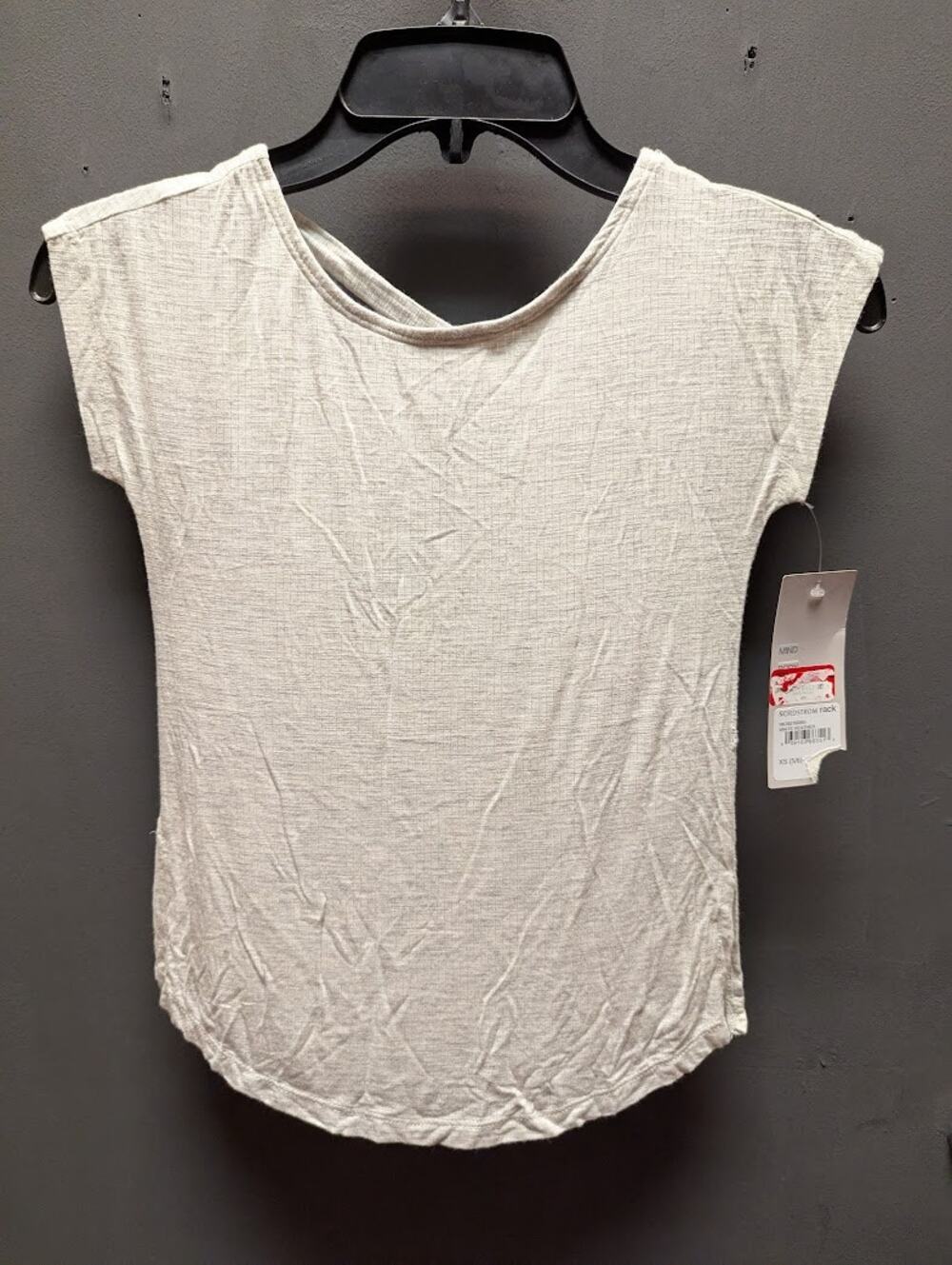 Z by Zella Size XS 5/6 criss cross back white heather short sleeve top blouse